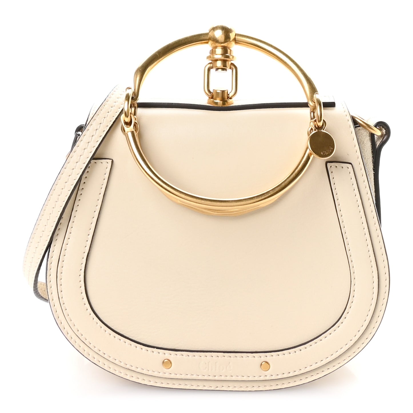 Calfskin Suede Small Nile Bracelet Bag Off White