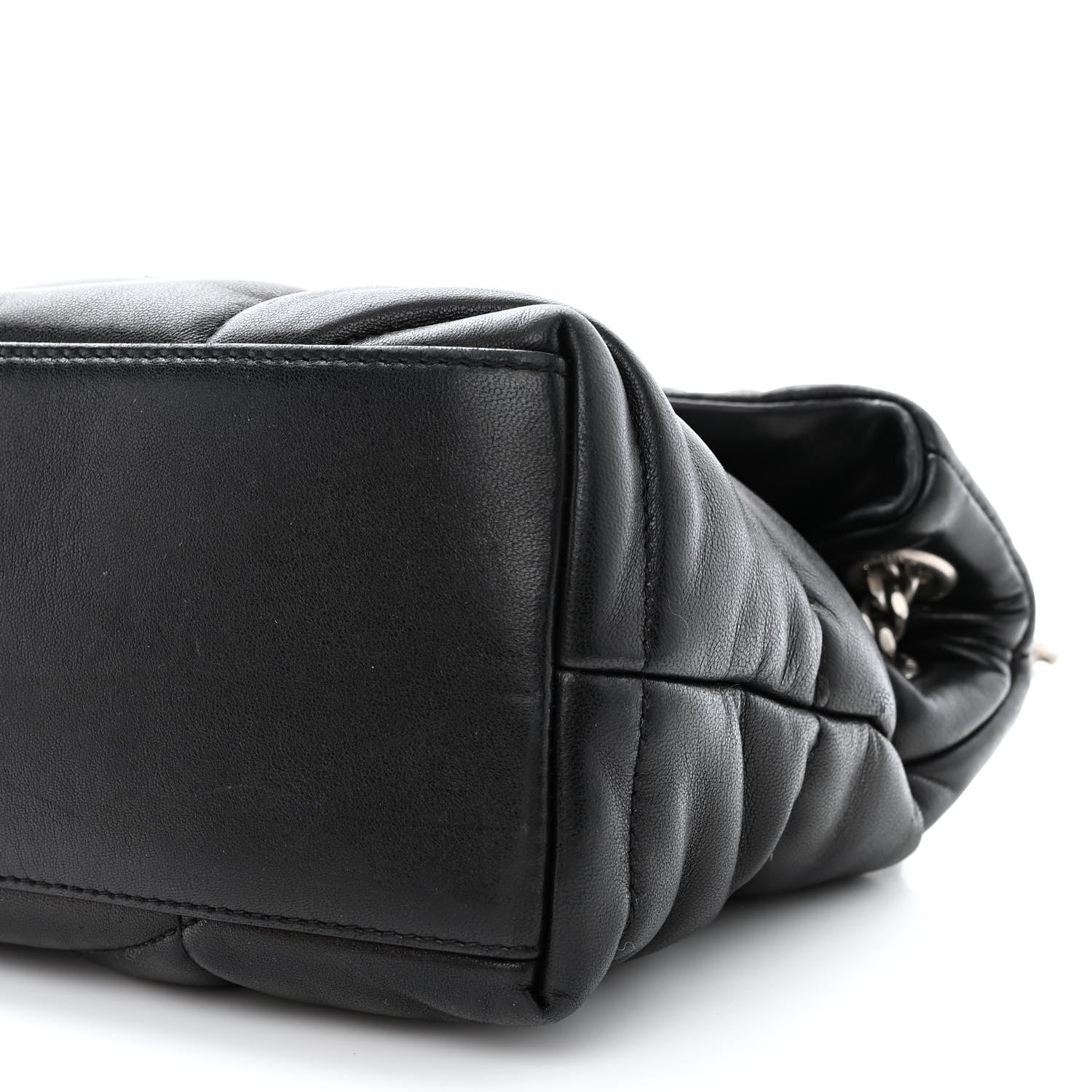 Saint Laurent Lambskin Quilted Small Loulou Puffer Monogram Chain Satchel Black 11 of 11