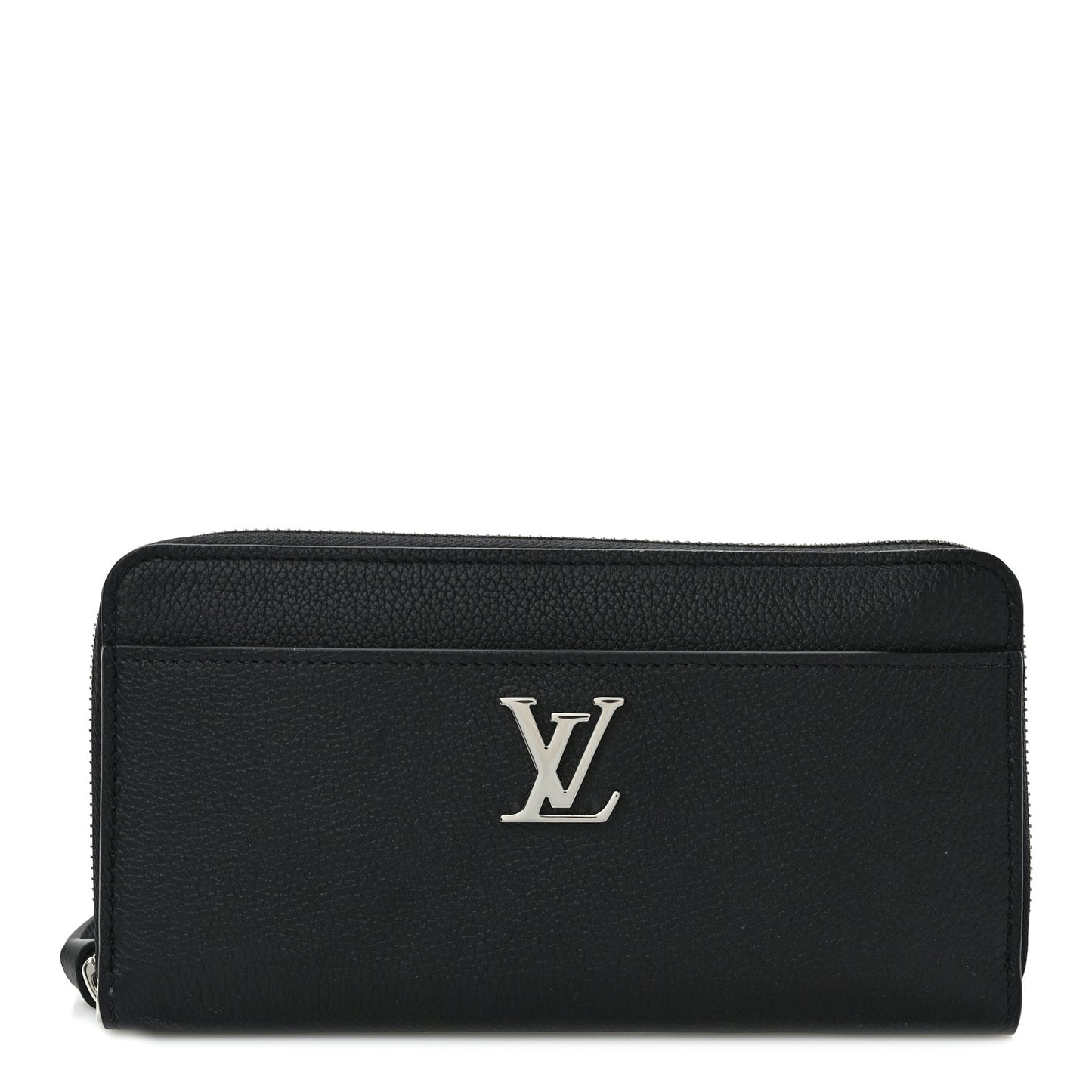 Calfskin Zippy Lockme Wallet Black