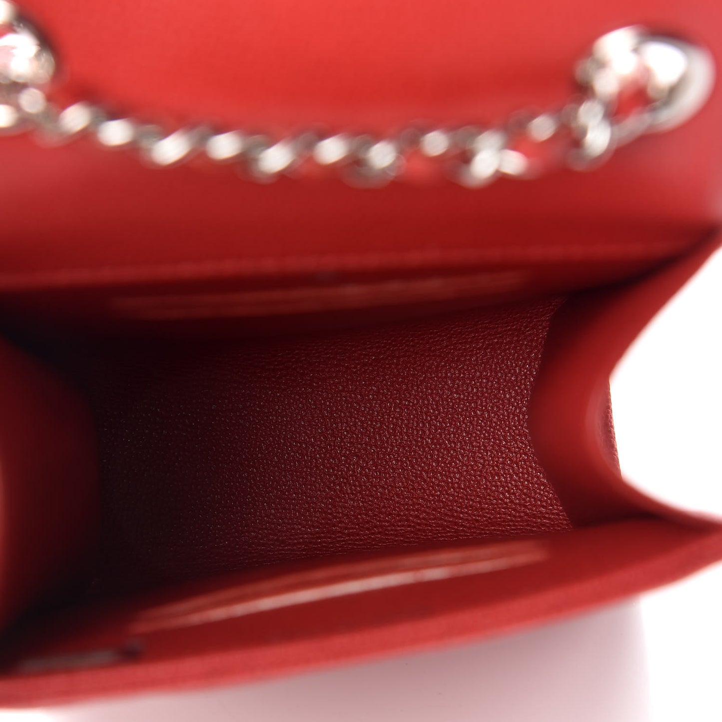 Grained Calfskin Quilted CC Box Clutch With Chain Red