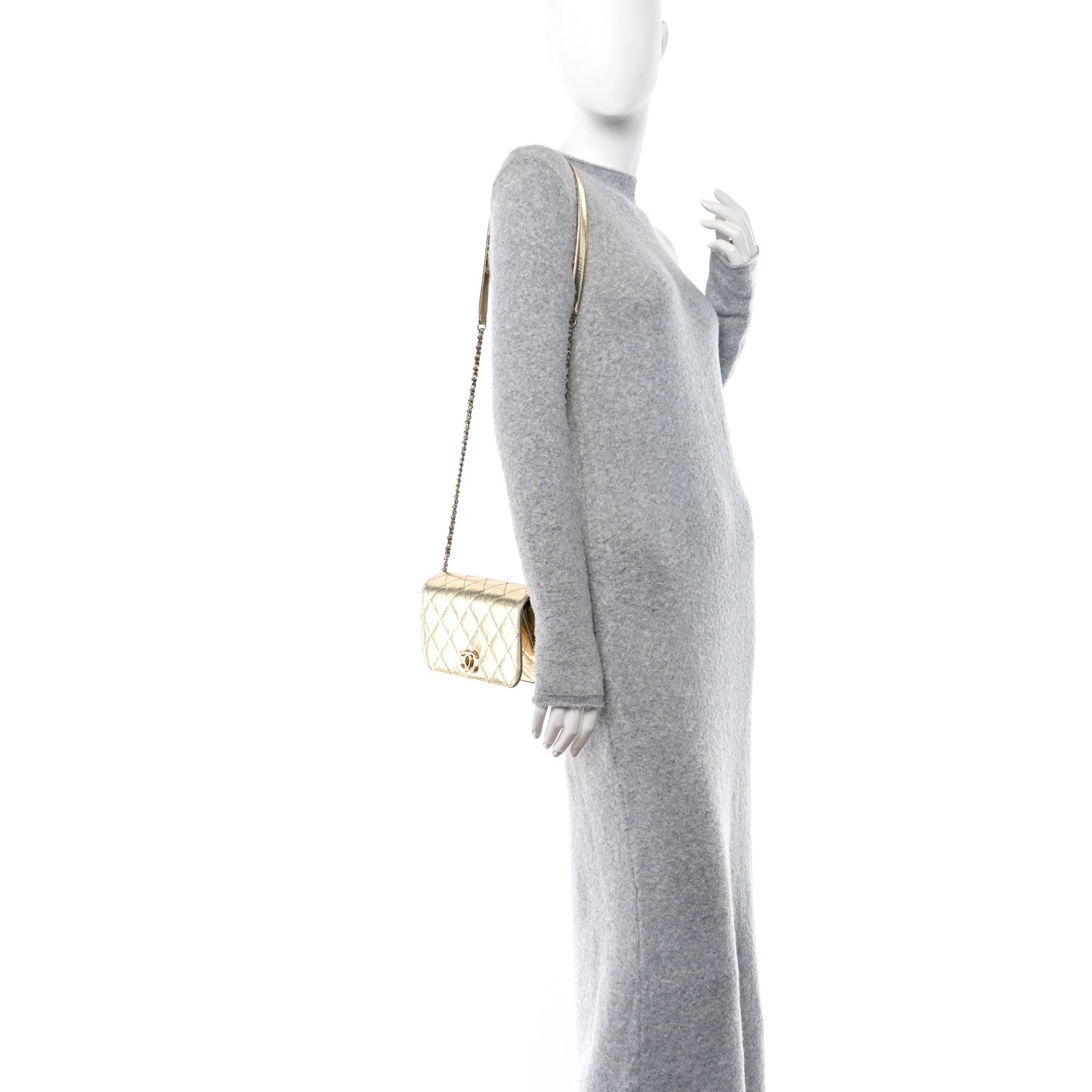 Chanel Hammered Metallic Calfskin Quilted Flap Gold 2 of 14
