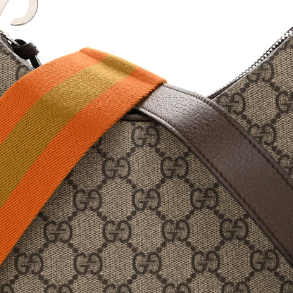 Gucci GG Supreme Monogram Textured Calfskin Web Small Attache Shoulder Bag Beige Ebony New Acero 8 of 11