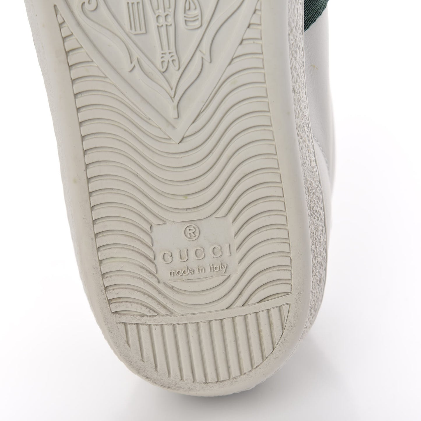 Calfskin Crocodile Web Womens Ace Sneakers 37 White Green