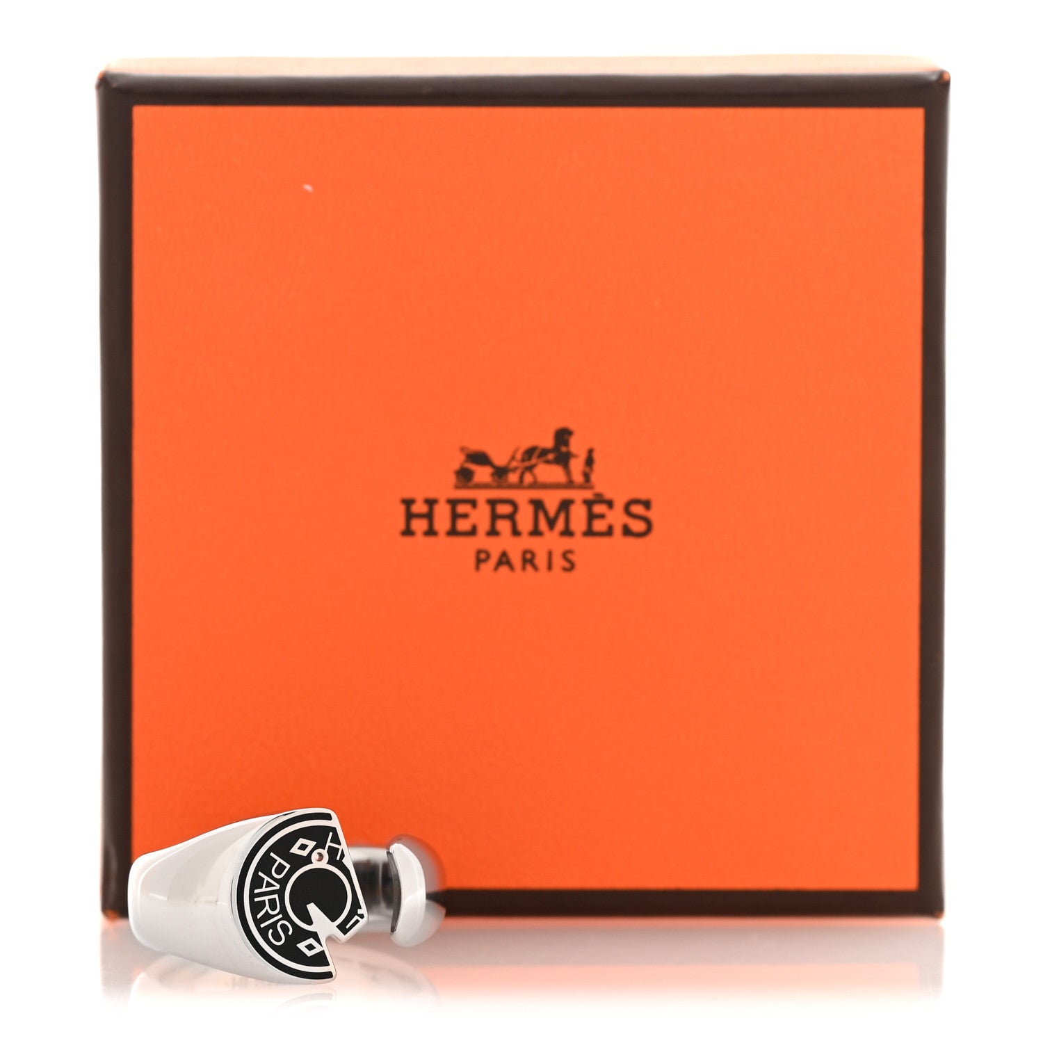 Hermes Stainless Steel Mens Carrousel Ring 62 10 Black 7 of 7