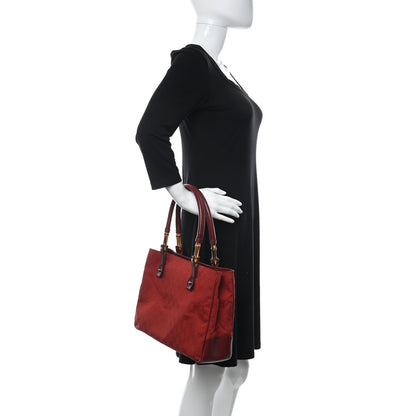 Gucci Monogram Small Bamboo Tote Red 2 of 13