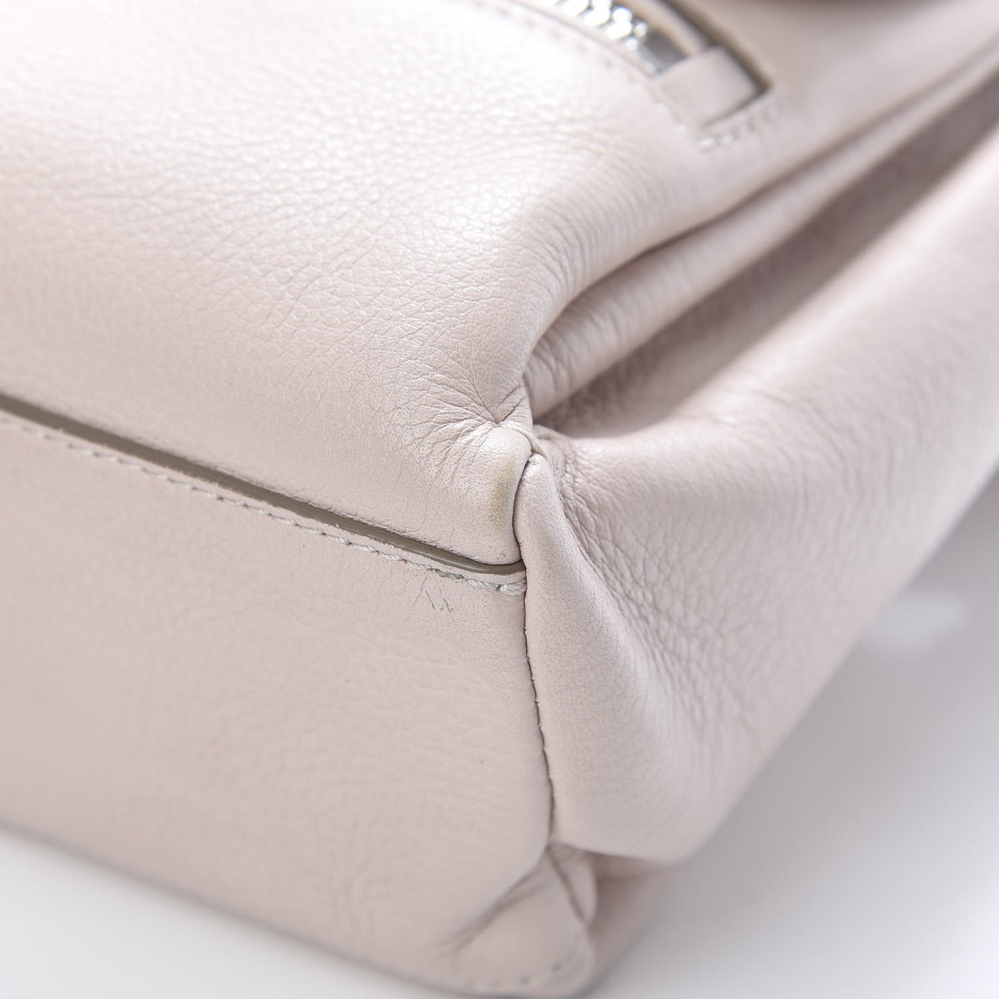 Waxy Grained Calfskin Small Pandora Pure Flap Bag Nude Pink