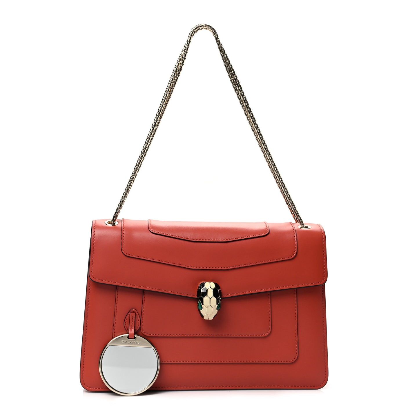 Calfskin Serpenti Forever Shoulder Bag Coral