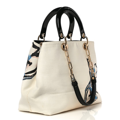 Christian Dior Canvas Printed Flower D-Light Tote White 3 of 10