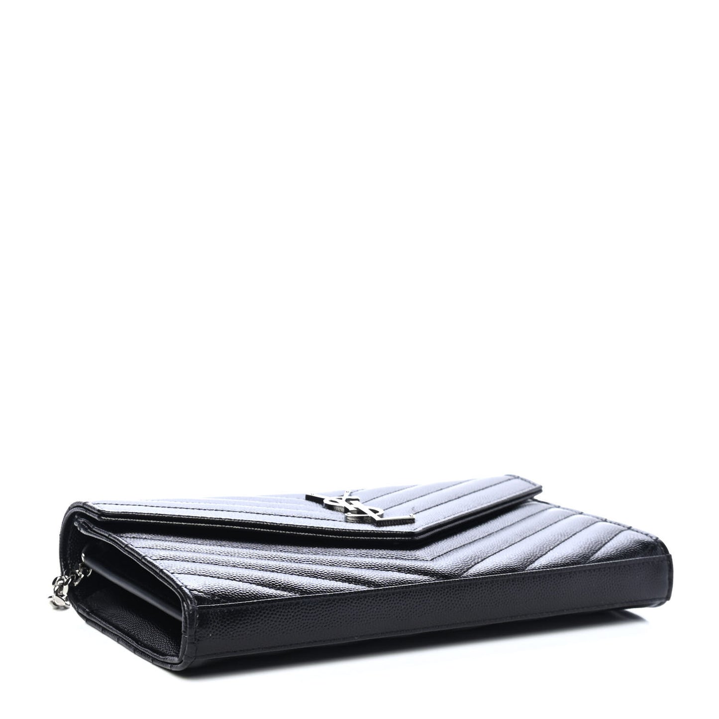 Grain De Poudre Matelasse Chevron Monogram Chain Wallet Black
