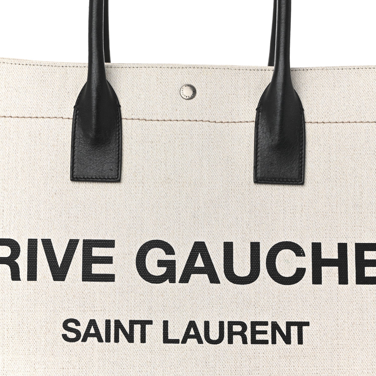 Saint Laurent Linen Calfskin Rive Gauche Tote Optic White 15 of 21
