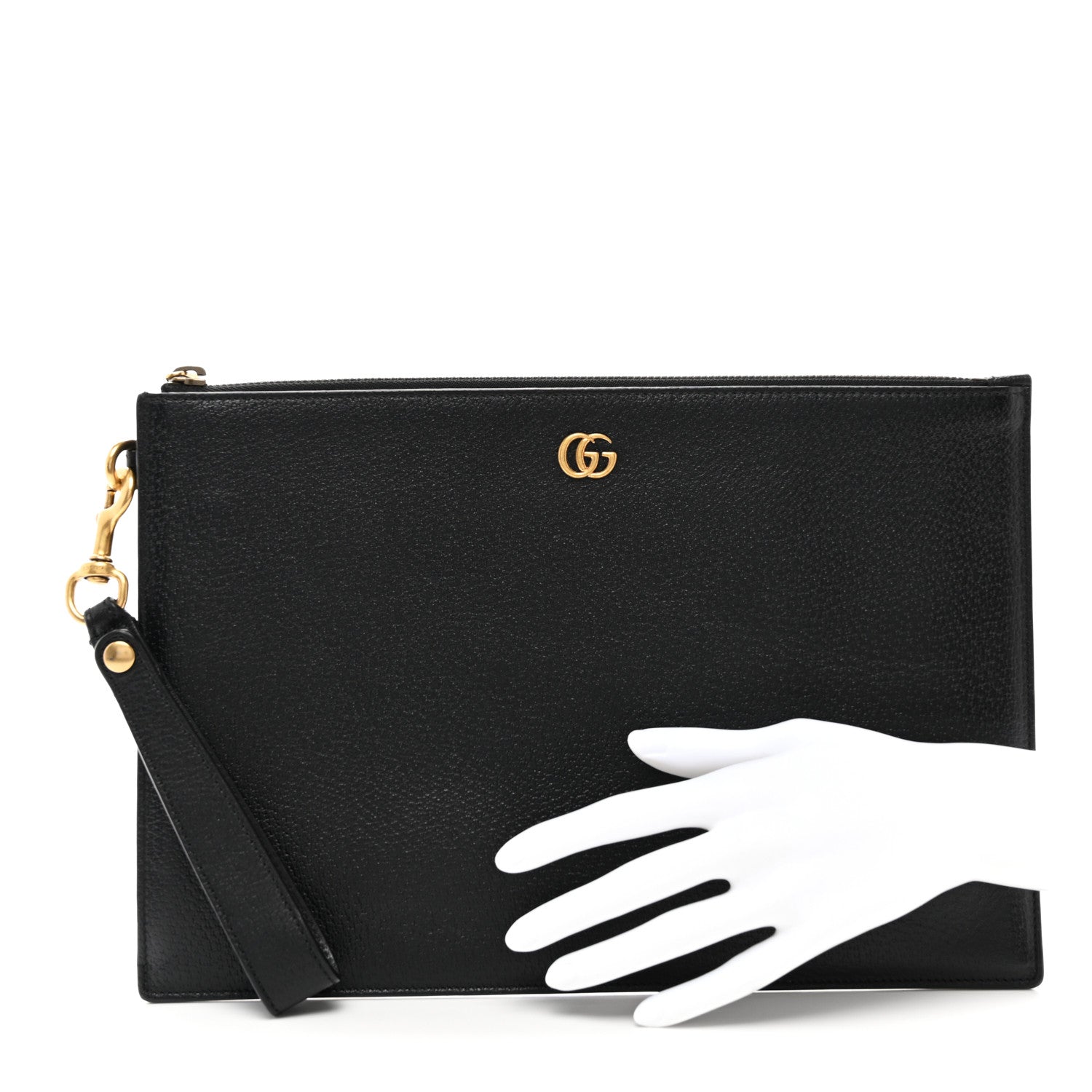 Gucci Textured Dollar Calfskin GG Marmont Zip Pouch Black 2 of 8