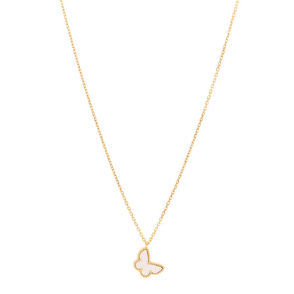 Van Cleef & Arpels 18K Yellow Gold Mother of Pearl Sweet Alhambra Butterfly Pendant Necklace 1 of 6