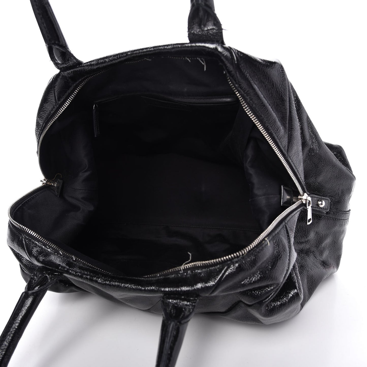 Textured Patent Medium Easy Y Bag Black
