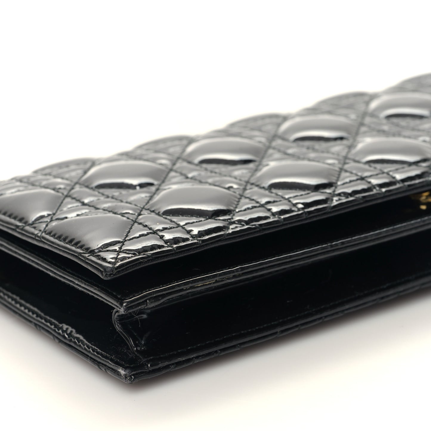 Patent Cannage Lady Dior Convertible Clutch Black