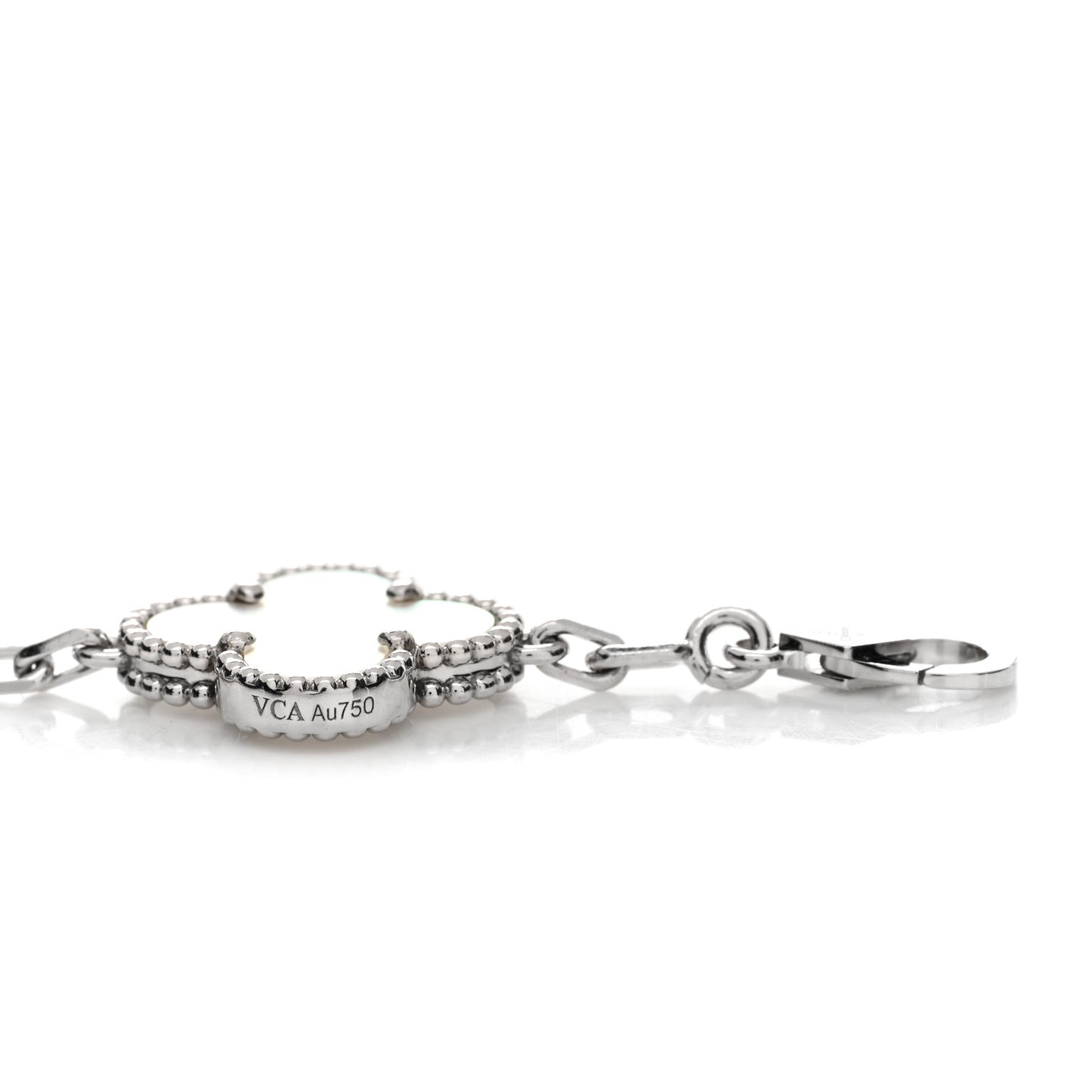 18K White Gold Mother of Pearl 5 Motifs Vintage Alhambra Bracelet