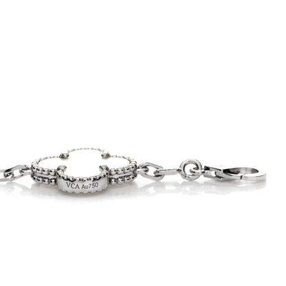 Van Cleef & Arpels 18K White Gold Mother of Pearl 5 Motifs Vintage Alhambra Bracelet 4 of 4