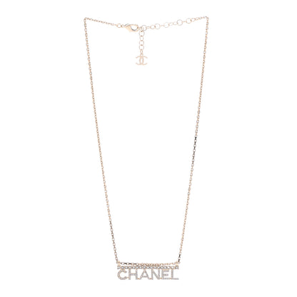 Chanel Metal Crystal Logo Necklace Gold 3 of 6