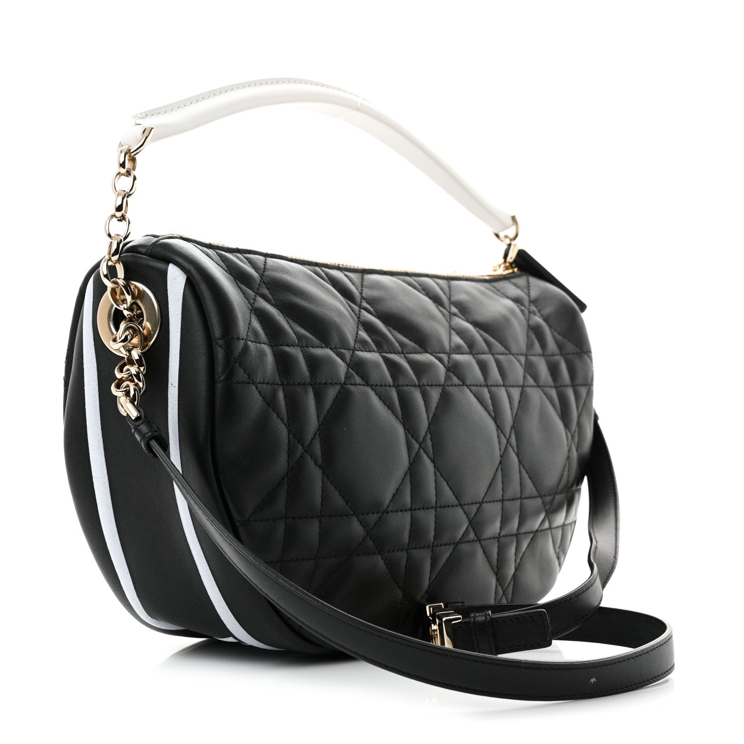 Christian Dior Lambskin Cannage Medium Dior Vibe Hobo Bag Black 3 of 11
