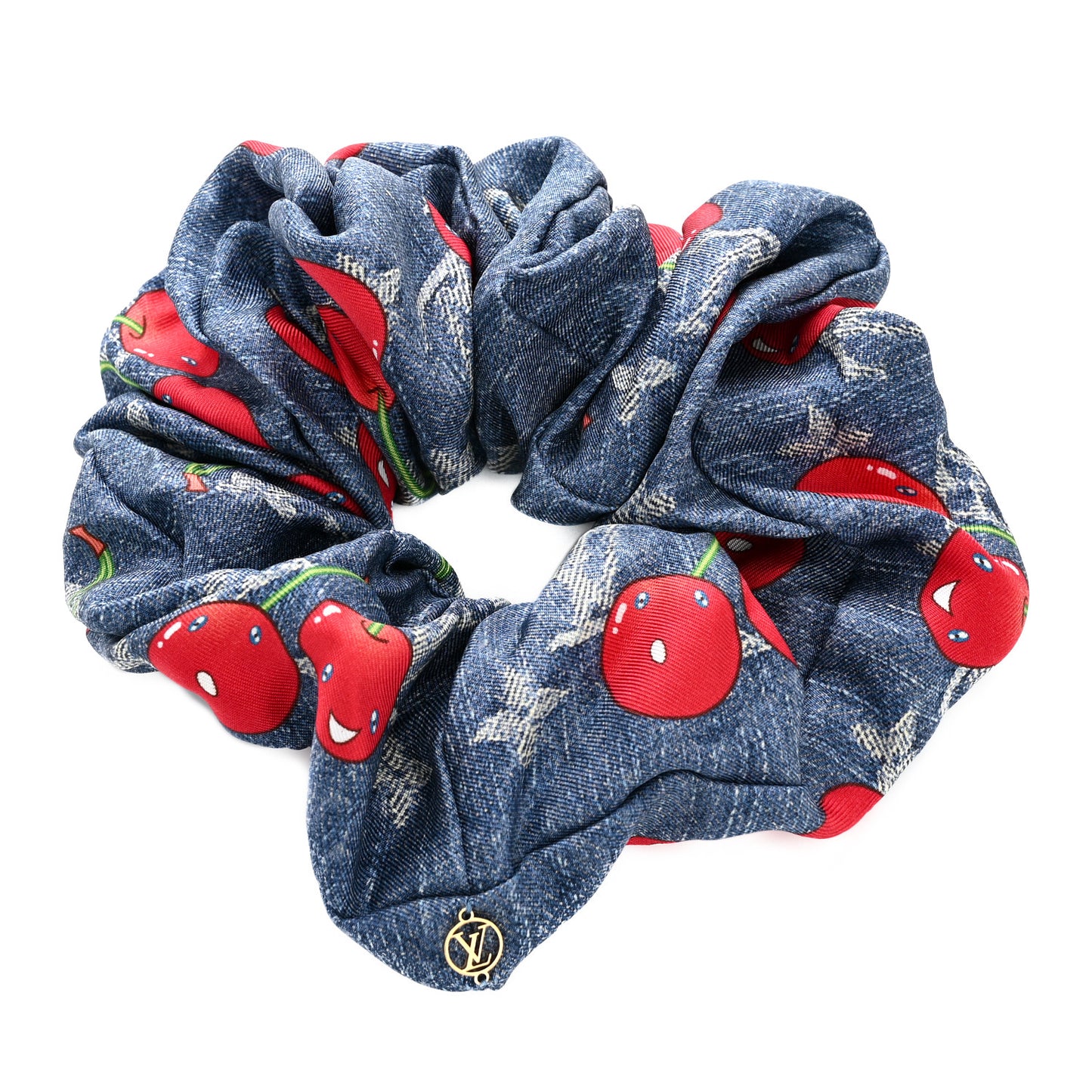 LV X TM Monogram Cerises Silk Scrunchie Blue