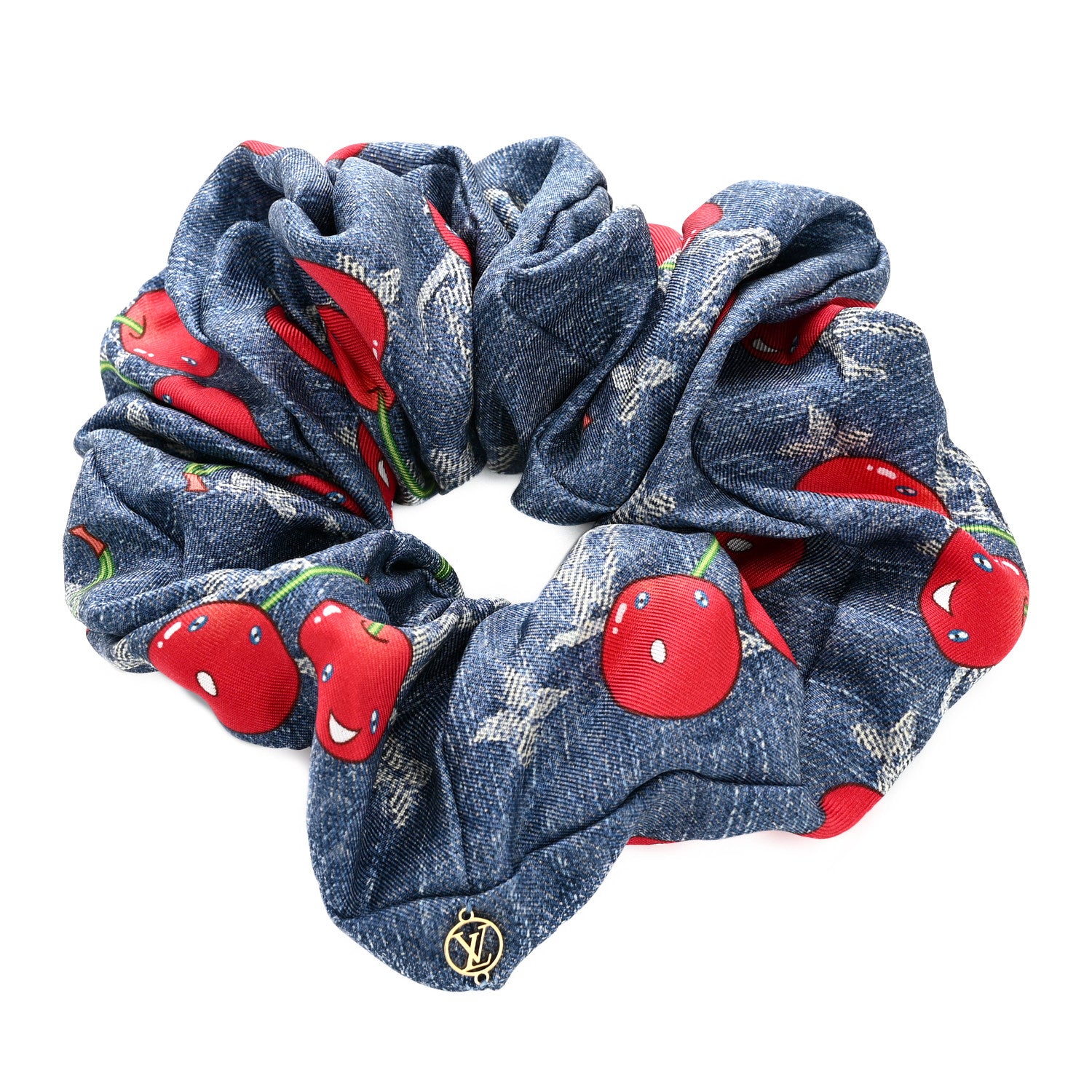 Louis Vuitton LV X TM Monogram Cerises Silk Scrunchie Blue 1 of 5