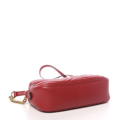 Gucci Calfskin Matelasse Small GG Marmont Chain Shoulder Bag Hibiscus Red 4 of 11