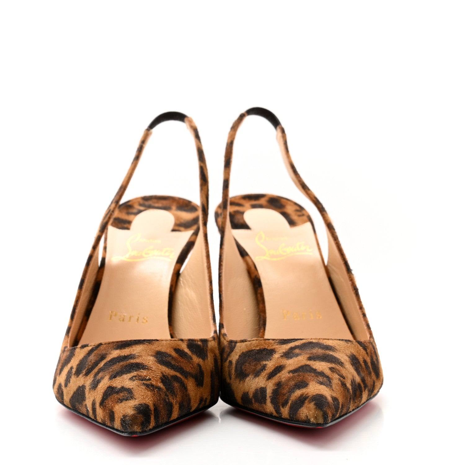 Christian Louboutin Veau Velours Leopard Clare Sling 80 Pumps 37 Caramel 2 of 8