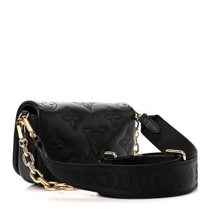 Louis Vuitton Calfskin Bubblegram Wallet On Strap Black 3 of 9