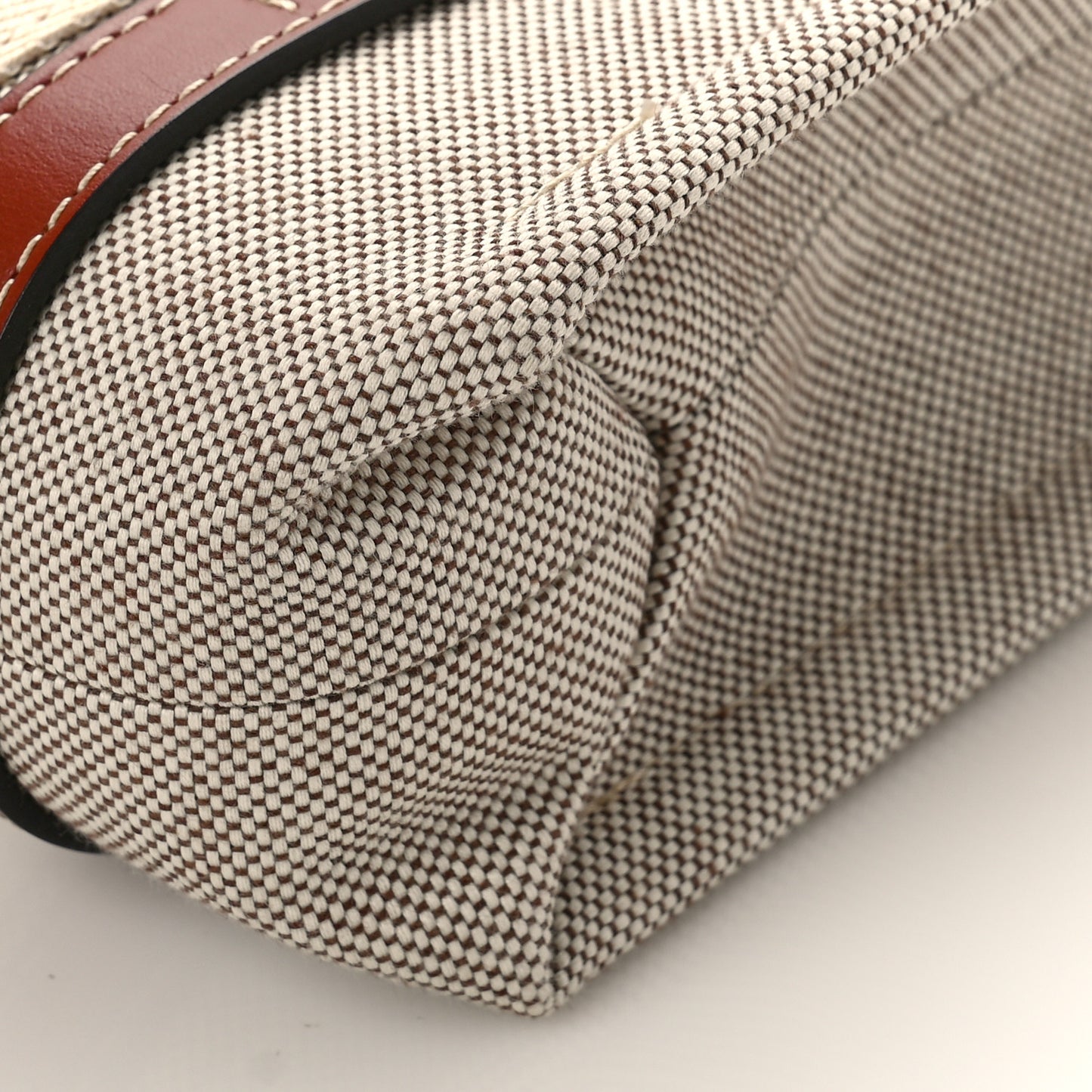 Cotton Calfskin Small Woody Ribbon Tote With Strap White Brown