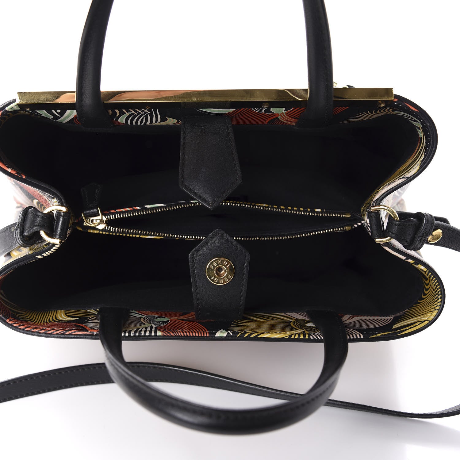 Fendi Calfskin Orchid Petite 2Jours Tote Black Multicolor 6 of 10