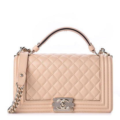 Chanel Calfskin Quilted Medium Top Handle Boy Flap Beige Clair 1 of 13