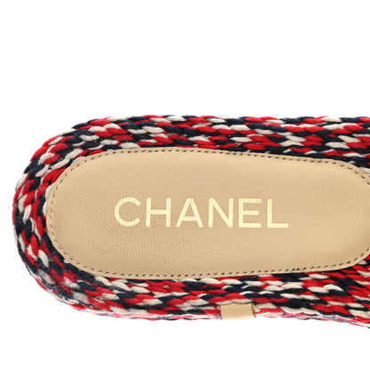 Chanel Cord CC Espadrille Slip On Sandals 36 Red Blue White 7 of 10