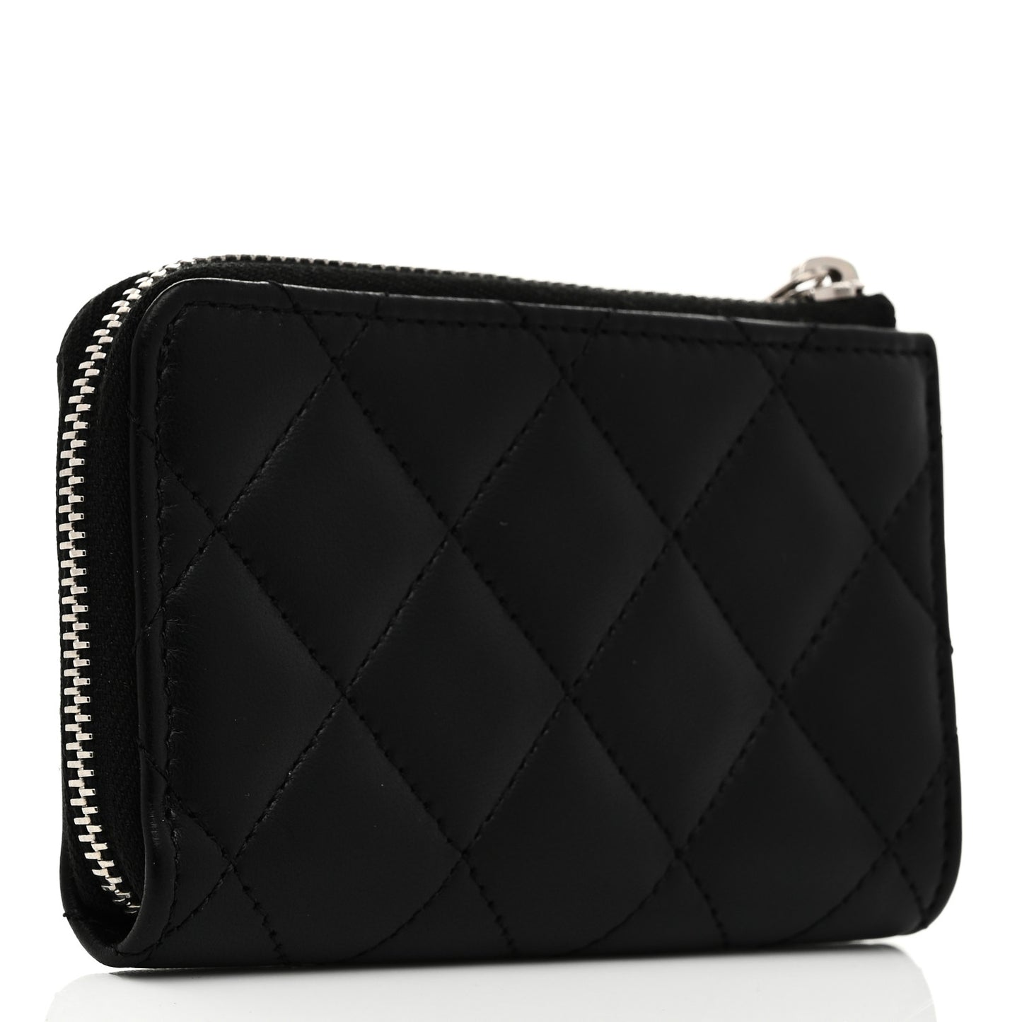 Lambskin Quilted Key Holder Case Black