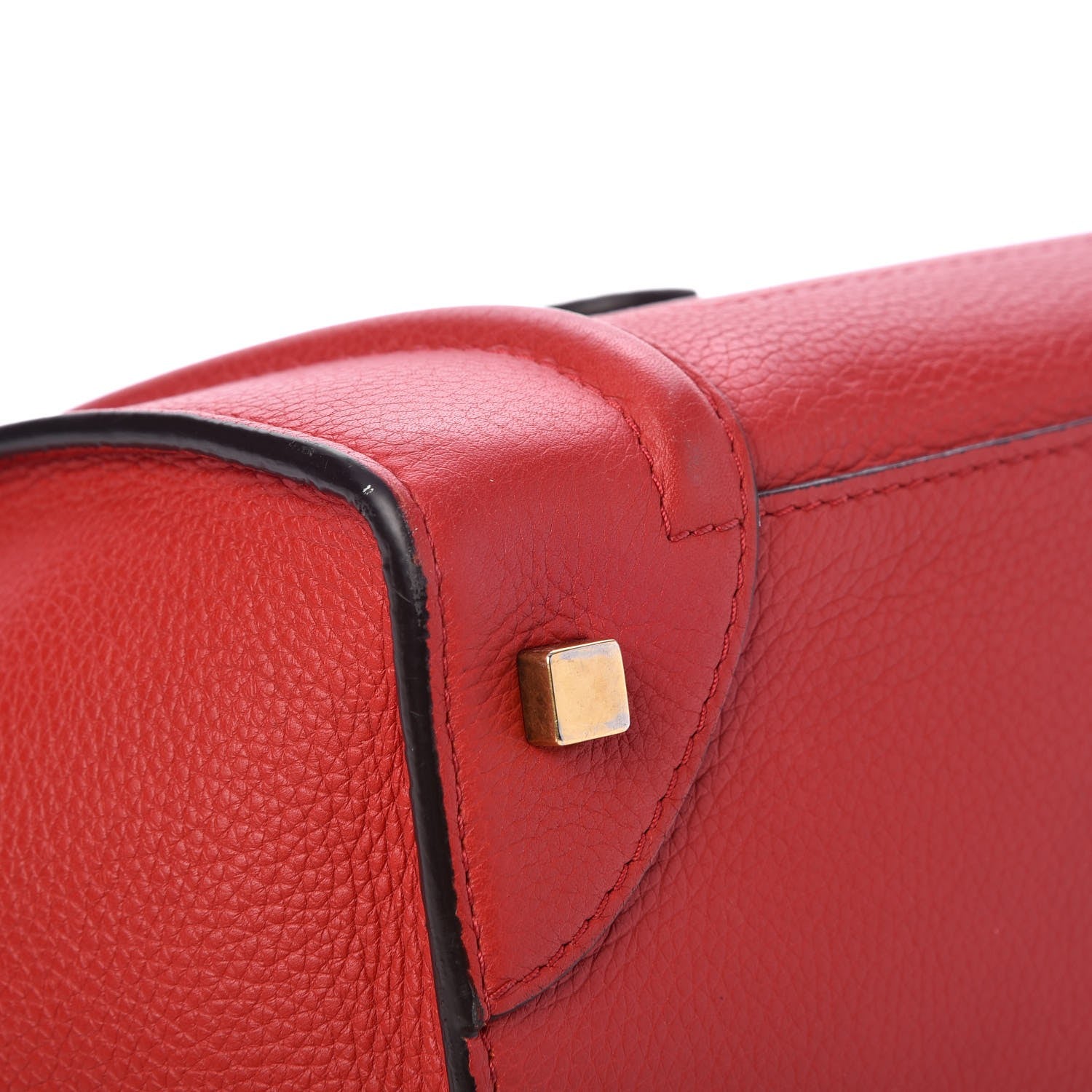 Celine Drummed Calfskin Mini Luggage Coquelicot 8 of 12