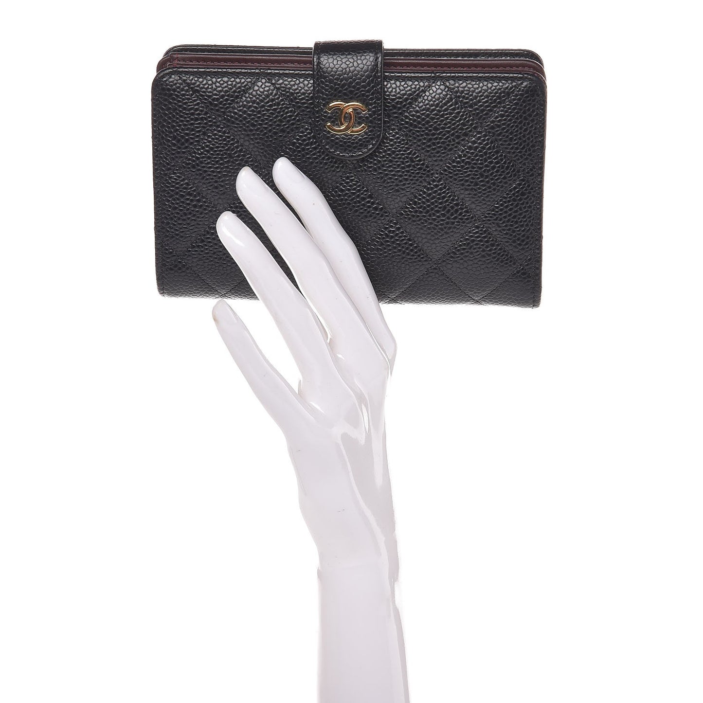 Caviar Quilted Zipped Pocket Wallet Black