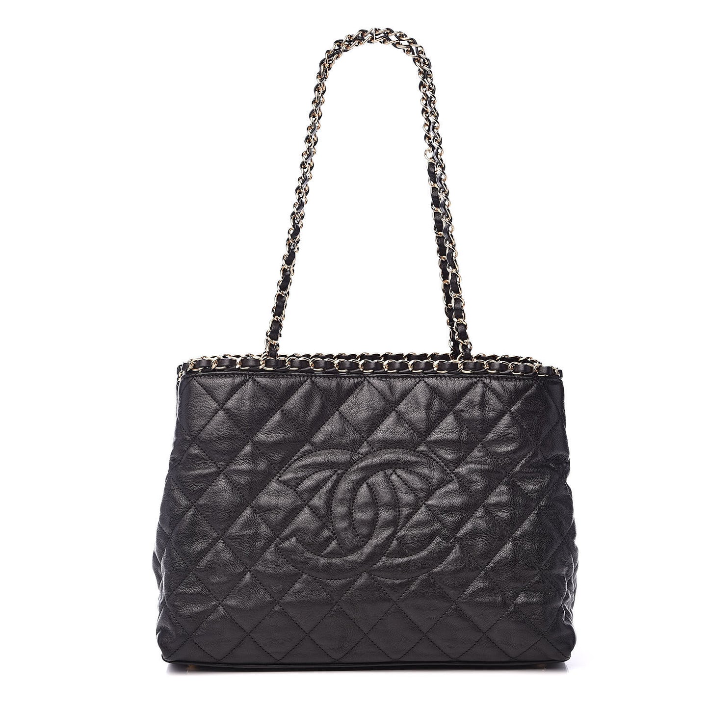 Calfskin Quilted Small Chain Me Tote Black