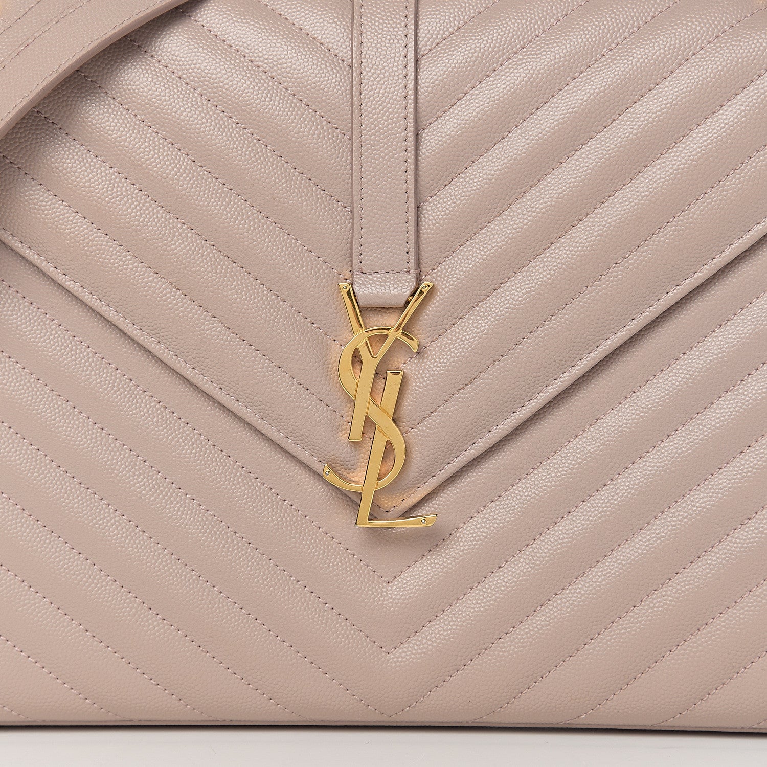 Saint Laurent Grain De Poudre Matelasse Chevron Large Monogram Satchel Nude Powder 7 of 9