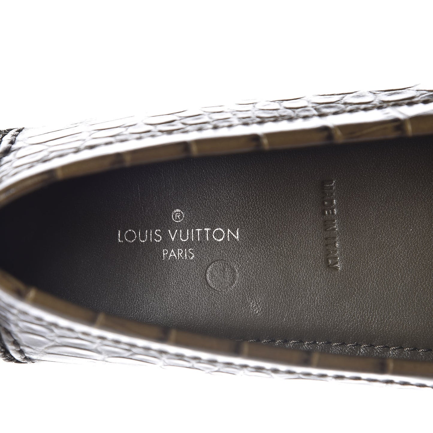 Calfskin Crocodile Embossed Dauphine Loafers 37.5 Green