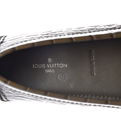 Louis Vuitton Calfskin Crocodile Embossed Dauphine Loafers 37.5 Green 7 of 8