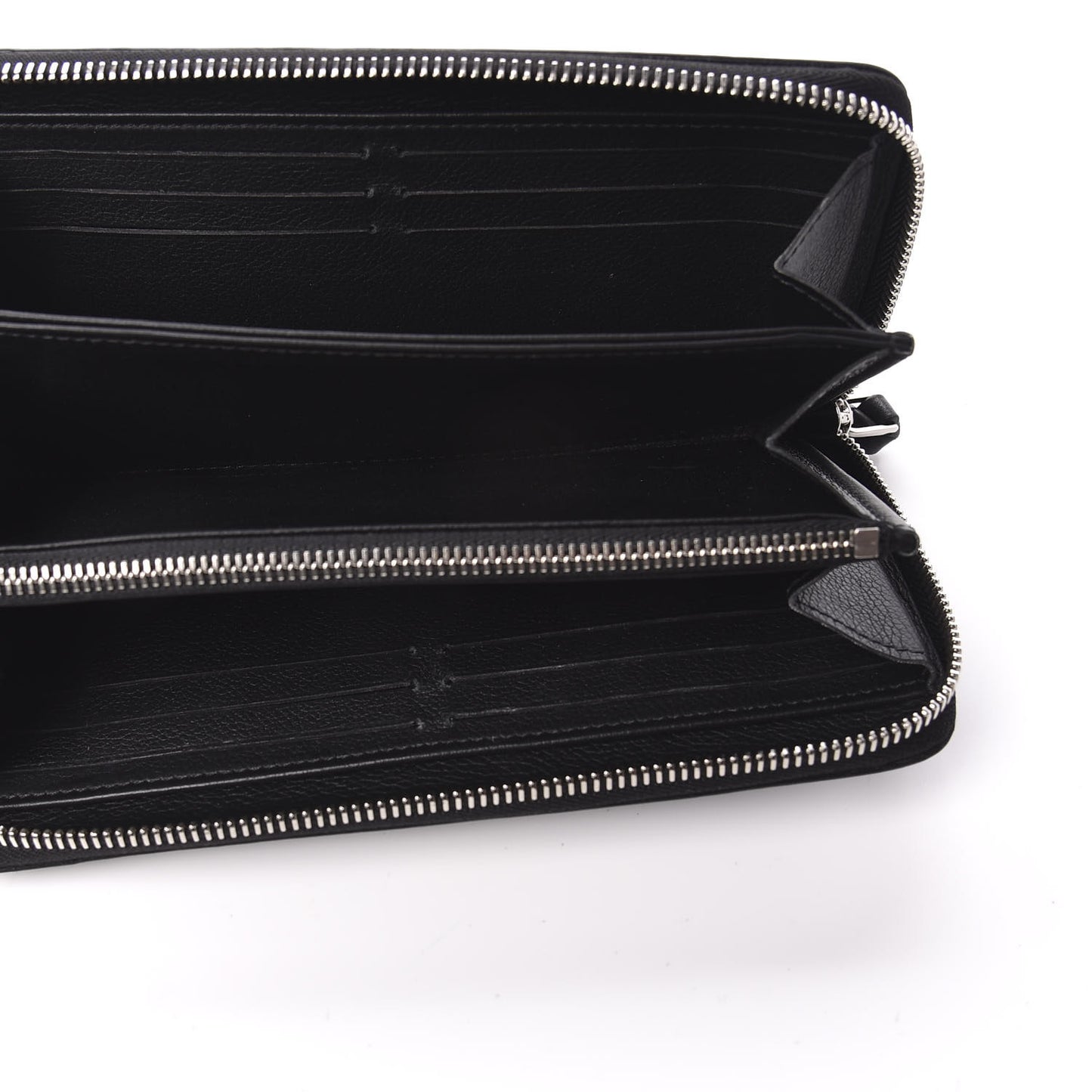 Calfskin Zippy Lockme Wallet Black