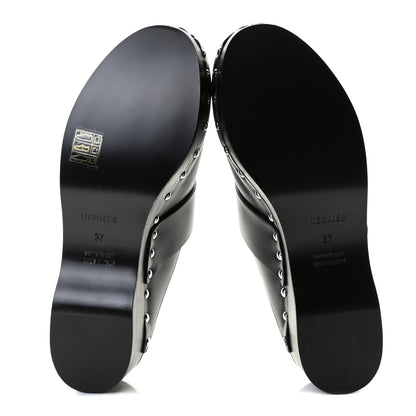Hermes Calfskin Calya Mules 37 Black 7 of 9