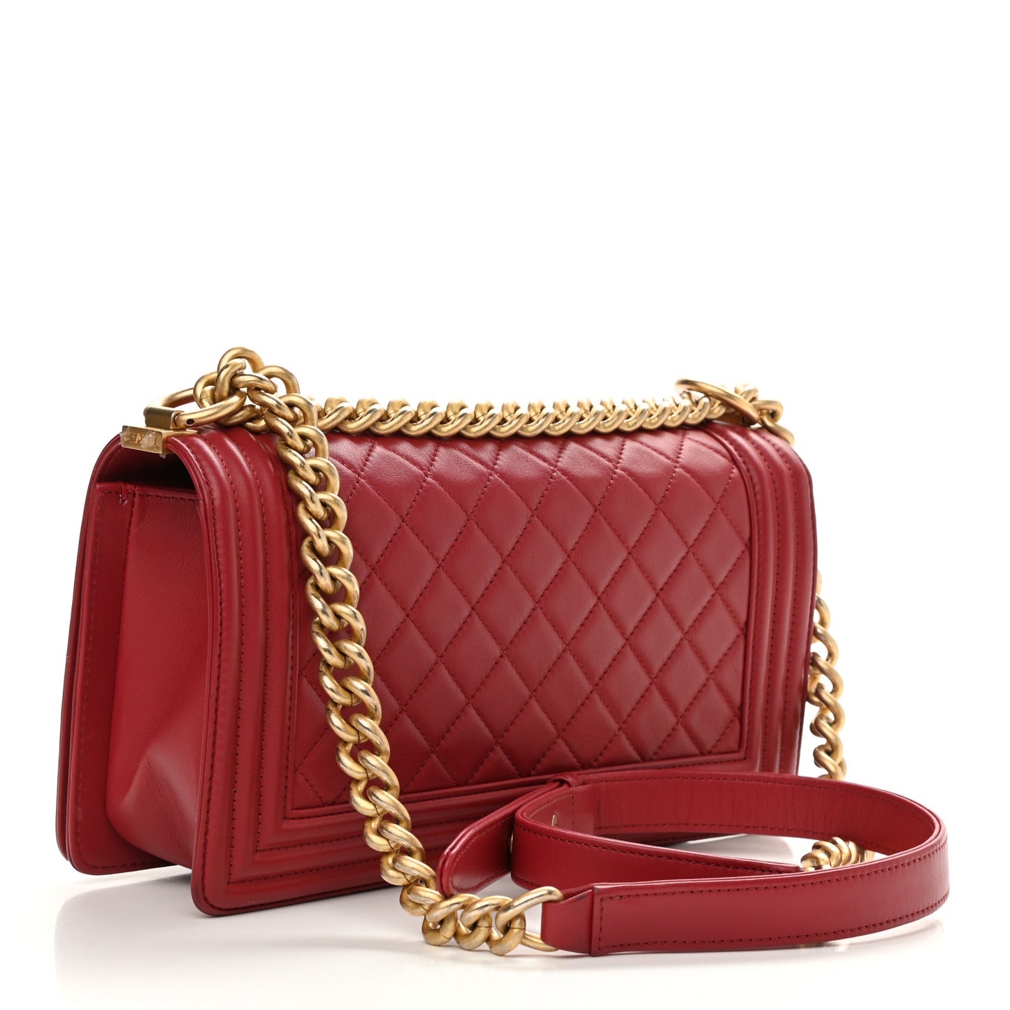 Calfskin Quilted Medium Boy Flap Red