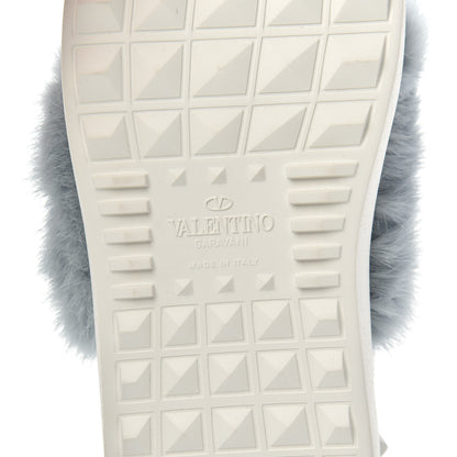Valentino Garavani Calfskin Mink Fur Sneakers 37 White Niagara 7 of 8