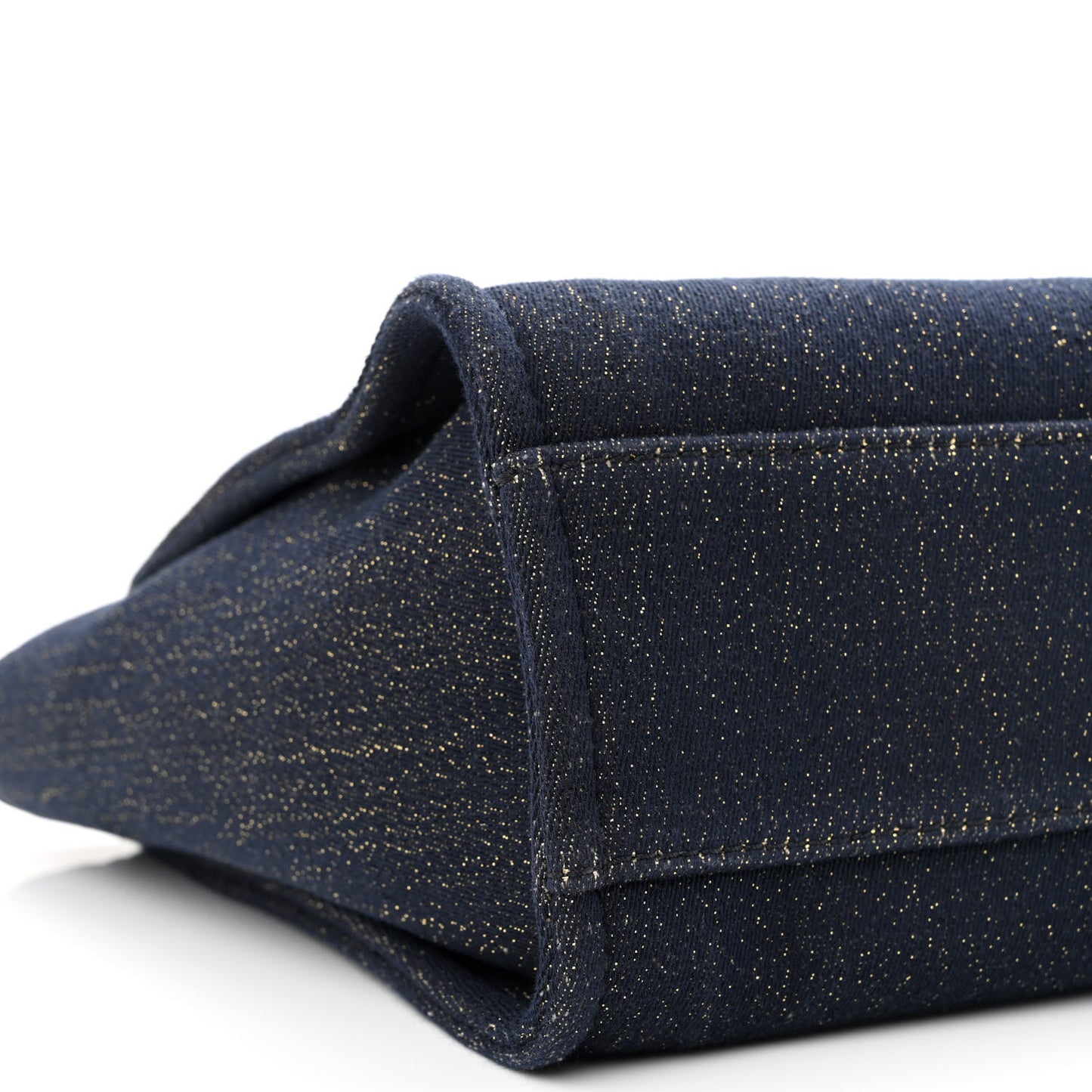 Lurex Canvas Small Deauville Tote Navy Blue Gold