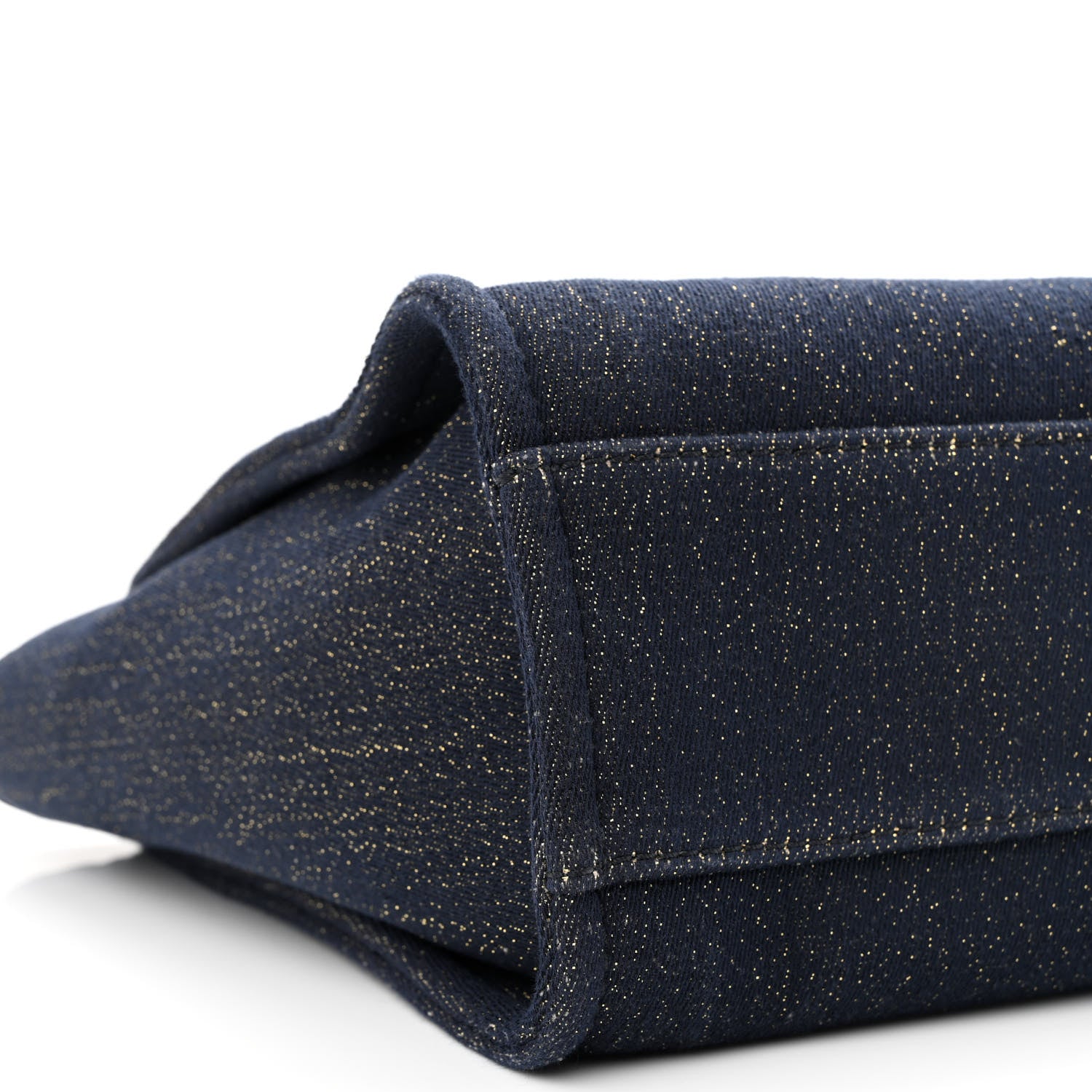 Chanel Lurex Canvas Small Deauville Tote Navy Blue Gold 9 of 12