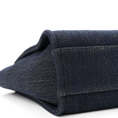 Chanel Lurex Canvas Small Deauville Tote Navy Blue Gold 9 of 12