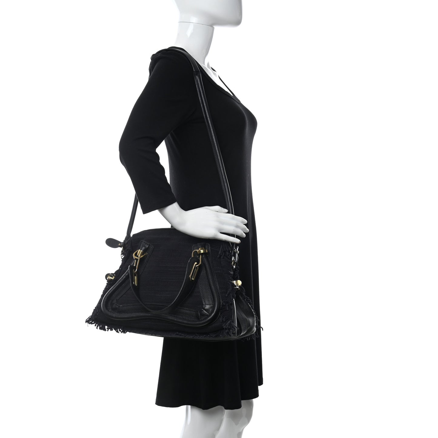 Suede Calfskin Fringe Medium Paraty Navy