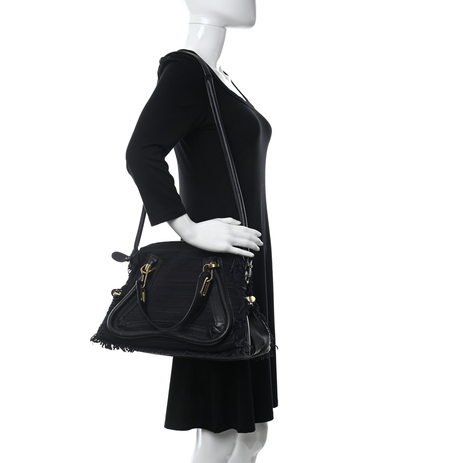 Chloe Suede Calfskin Fringe Medium Paraty Navy 2 of 12