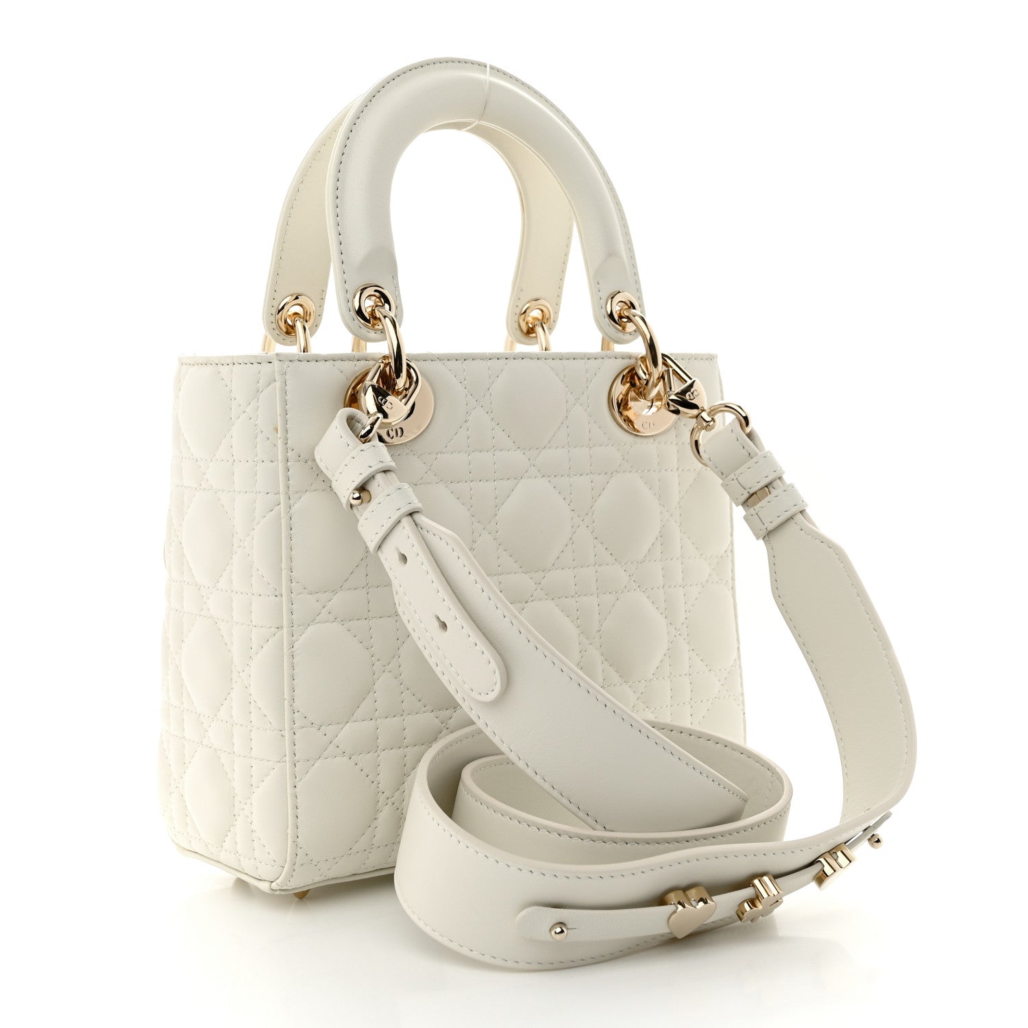 Christian Dior Lambskin Cannage Small My ABCDior Lady Dior White 3 of 13