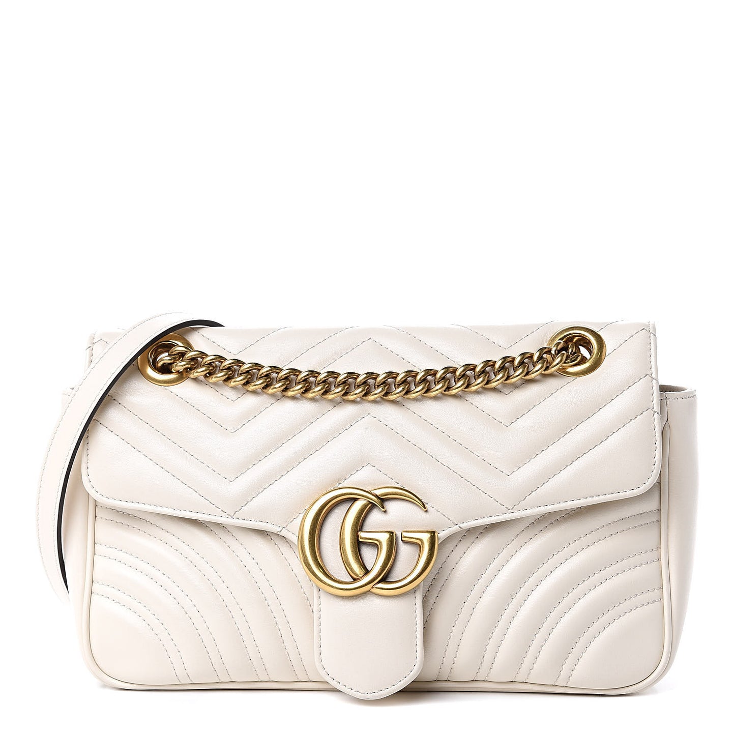 Calfskin Matelasse Small GG Marmont Shoulder Bag White