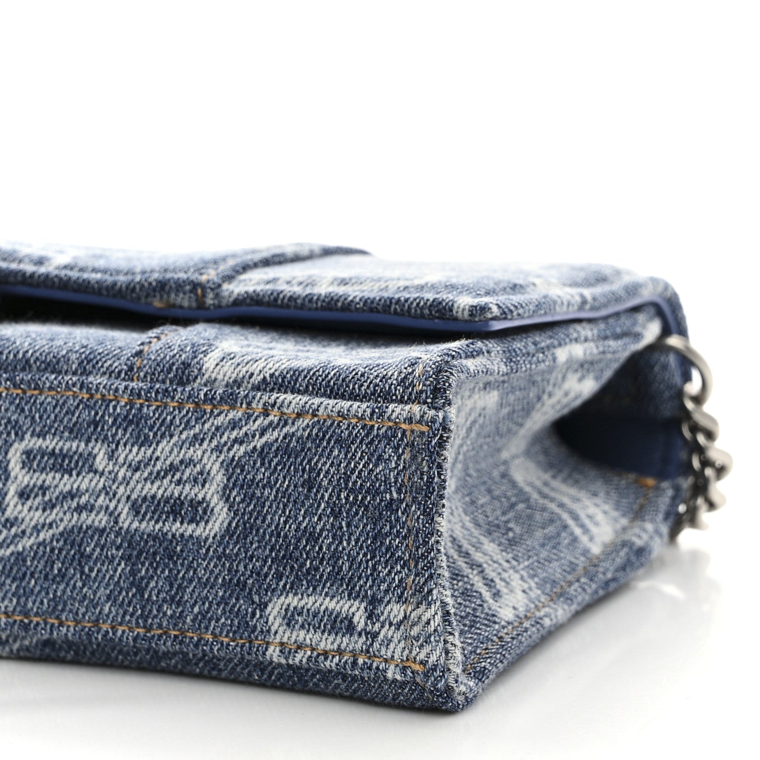 Balenciaga Denim BB Monogram Hourglass Chain Bag Blue 10 of 10